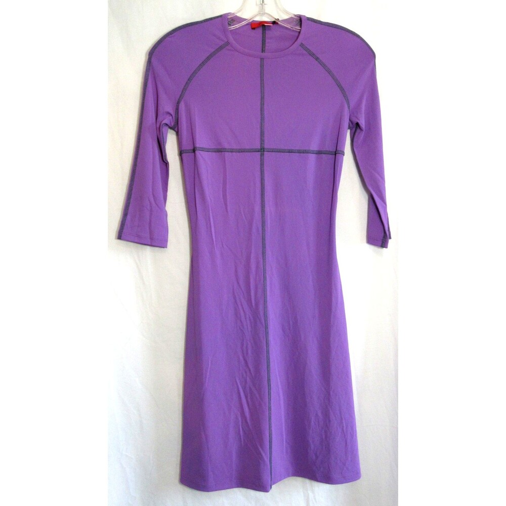 Eckhaus Latta Purple Bodycon Knee Length Elbow Sleeve Sport Dress Size XS EUC